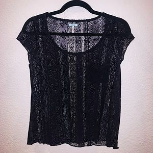 Basically NEW, Cute Black Lace/Knit Short Sleeve